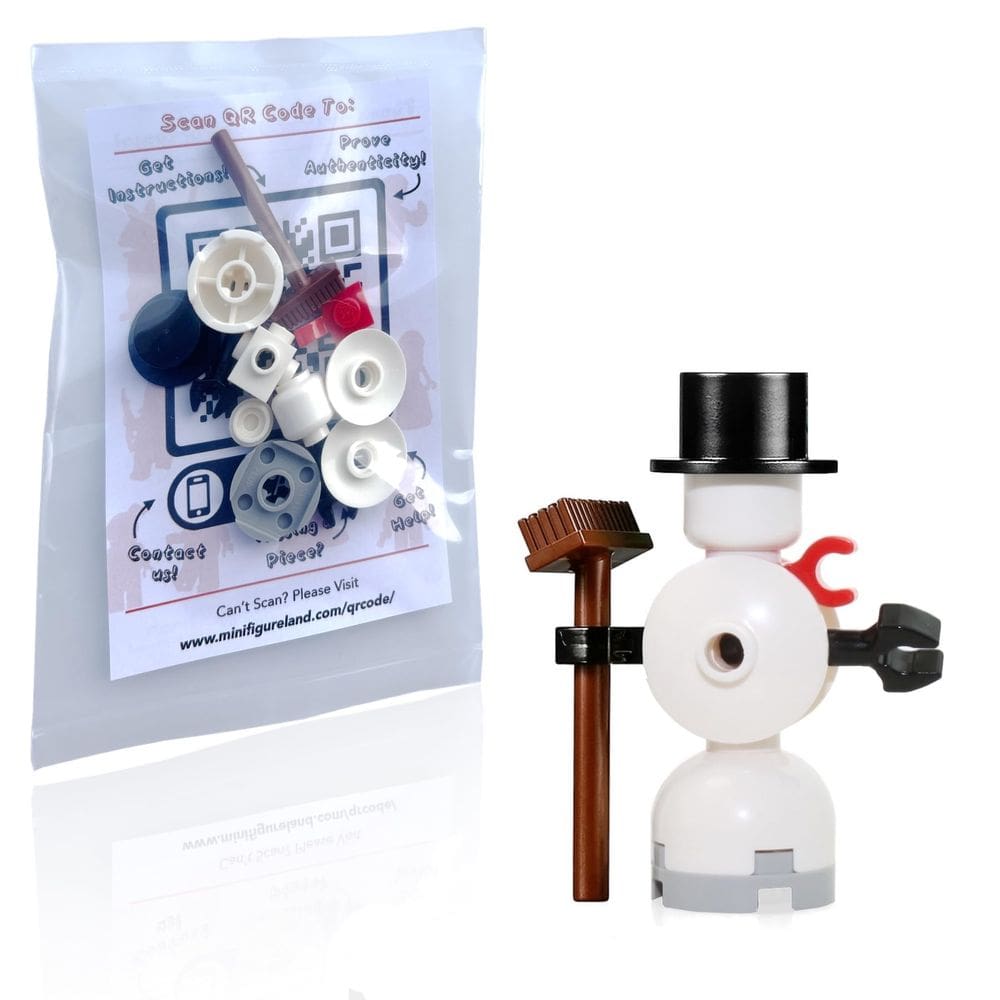 Boneco de neve pequeno de brinquedo LEGO Holiday com vassoura e cartola