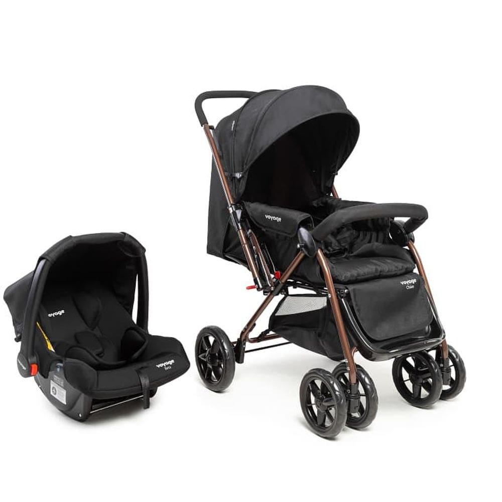 Carrinho com Bebê Conforto Travel System Duo Choice Preto Bronze - Voyage