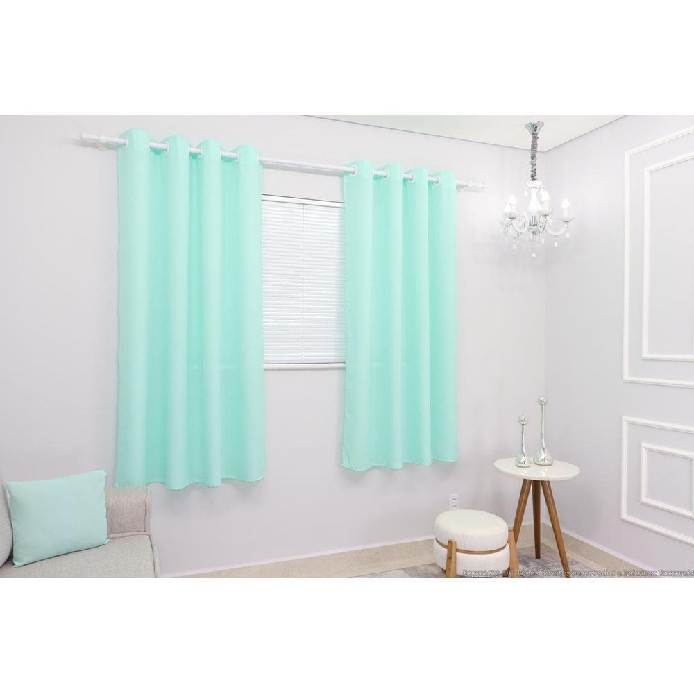 Cortina Lana Verde-Água Oxford 300X180 Para Sala/Quarto