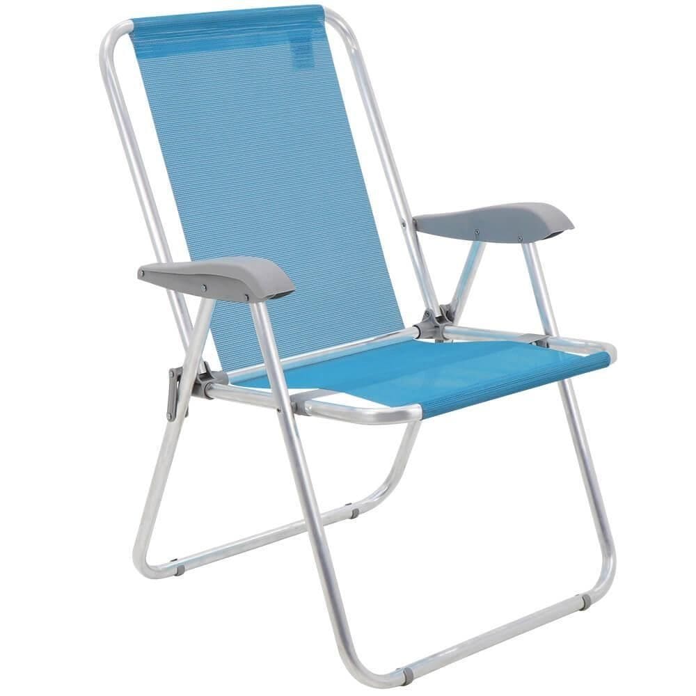 Cadeira de Praia Tramontina Creta Master em Alumínio com Assento Azul Cristal 92900201