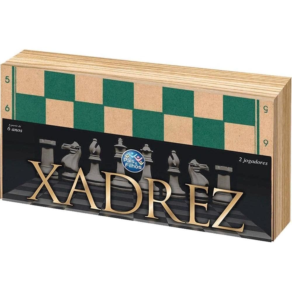 Jogo Xadrez Estojo Dobrável Madeira Presente Didático Kit