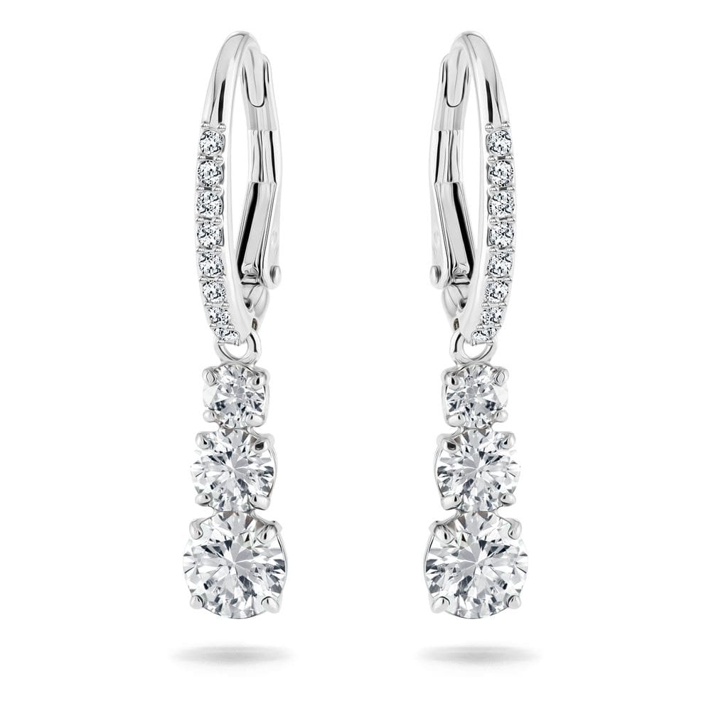 Brincos Swarovski Stilla Attract Trilogy com cristais brancos