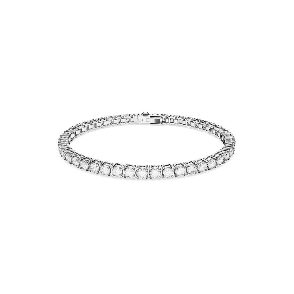 Pulseira de tênis Swarovski Matrix com pedras transparentes Rhodium M