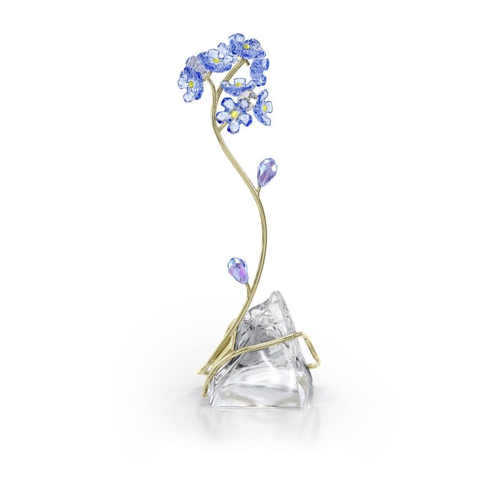 Estatueta Swarovski Florere Forget-me-not com cristais e tom dourado