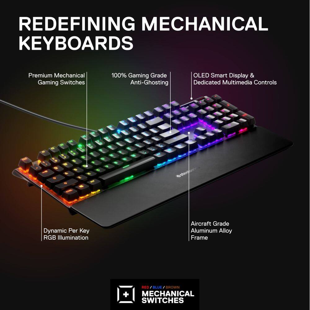 Teclado mecânico para jogos SteelSeries Apex 7 OLED | Extra