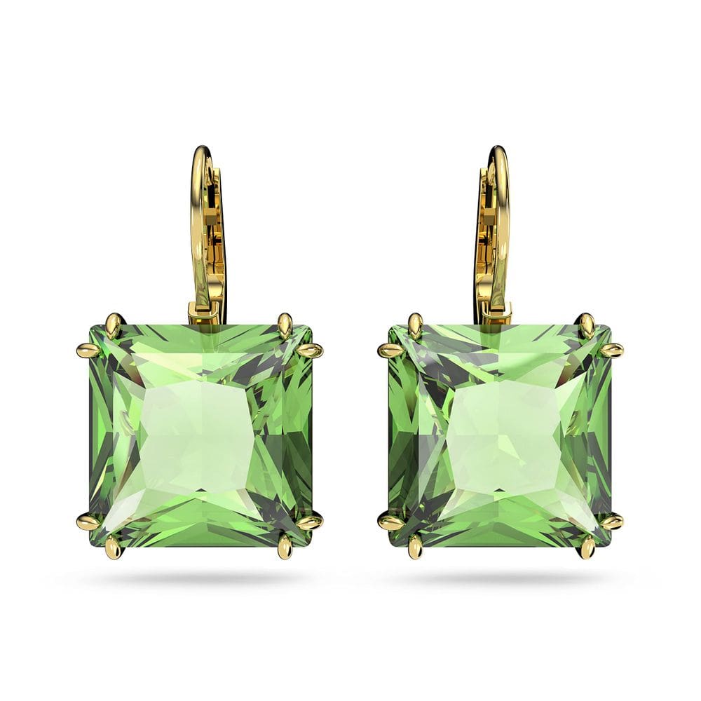 Brincos Swarovski Millenia Drop, cristal verde, dourado