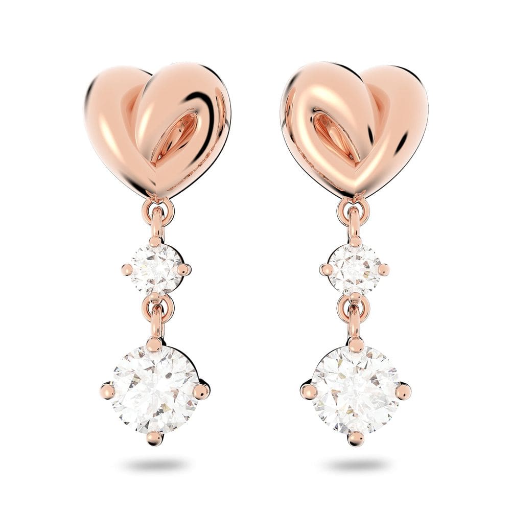 Brincos Swarovski Lifelong Heart Drop com cristal branco