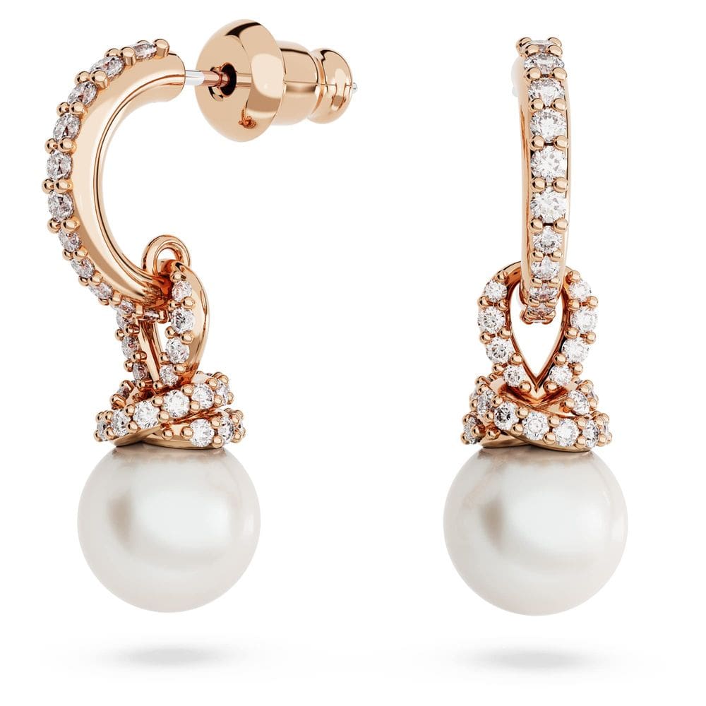 Brincos Swarovski originalmente em tom de ouro rosa Pearl Drop