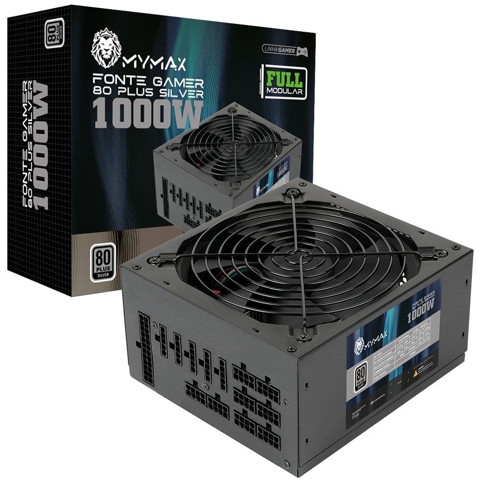 Fonte ATX 1000W Modular 80 Plus Silver PFC Ativo MYMAX