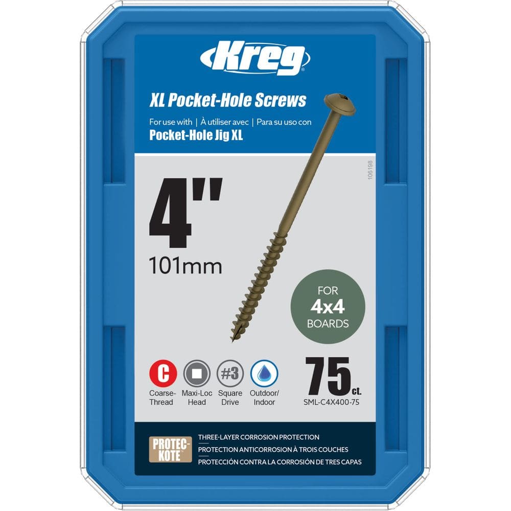 Parafusos de bolso Kreg SML-C4X400-75 XL 10cm 75 Count