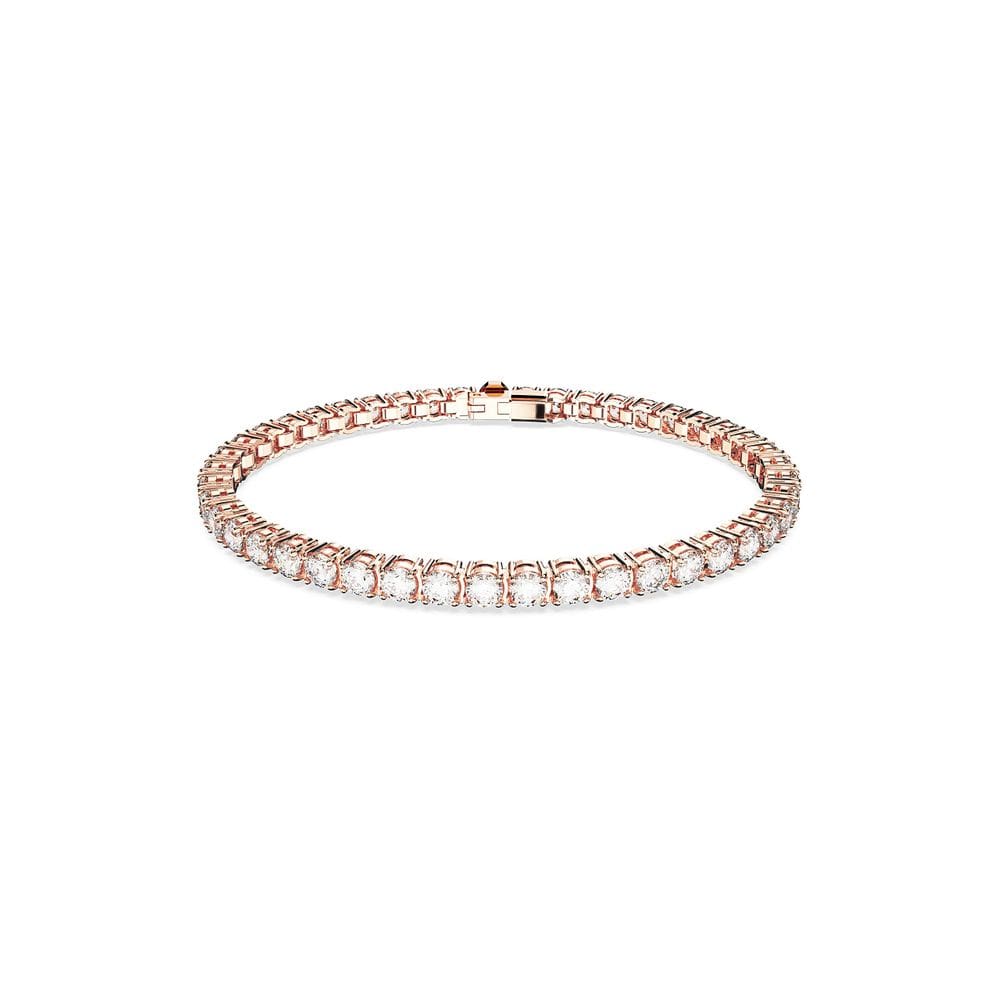 Pulseira de tênis Swarovski Matrix com pedras transparentes em ouro rosa