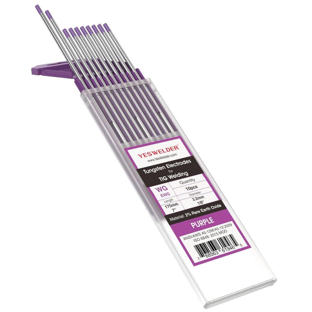 Eletrodo de tungstênio para soldagem TIG YESWELDER 1/8x7 10 unidades E3 roxo
