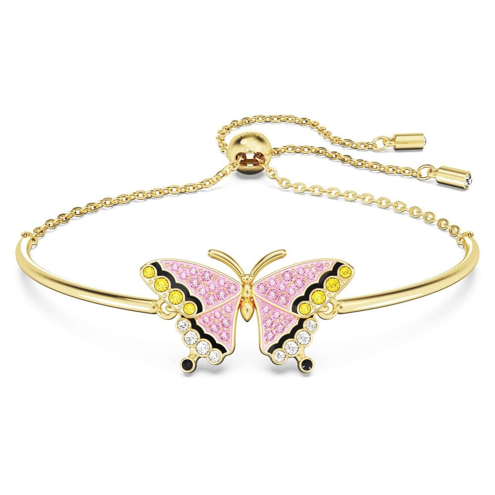 Pulseira Swarovski Idyllia com acabamento em tom dourado borboleta