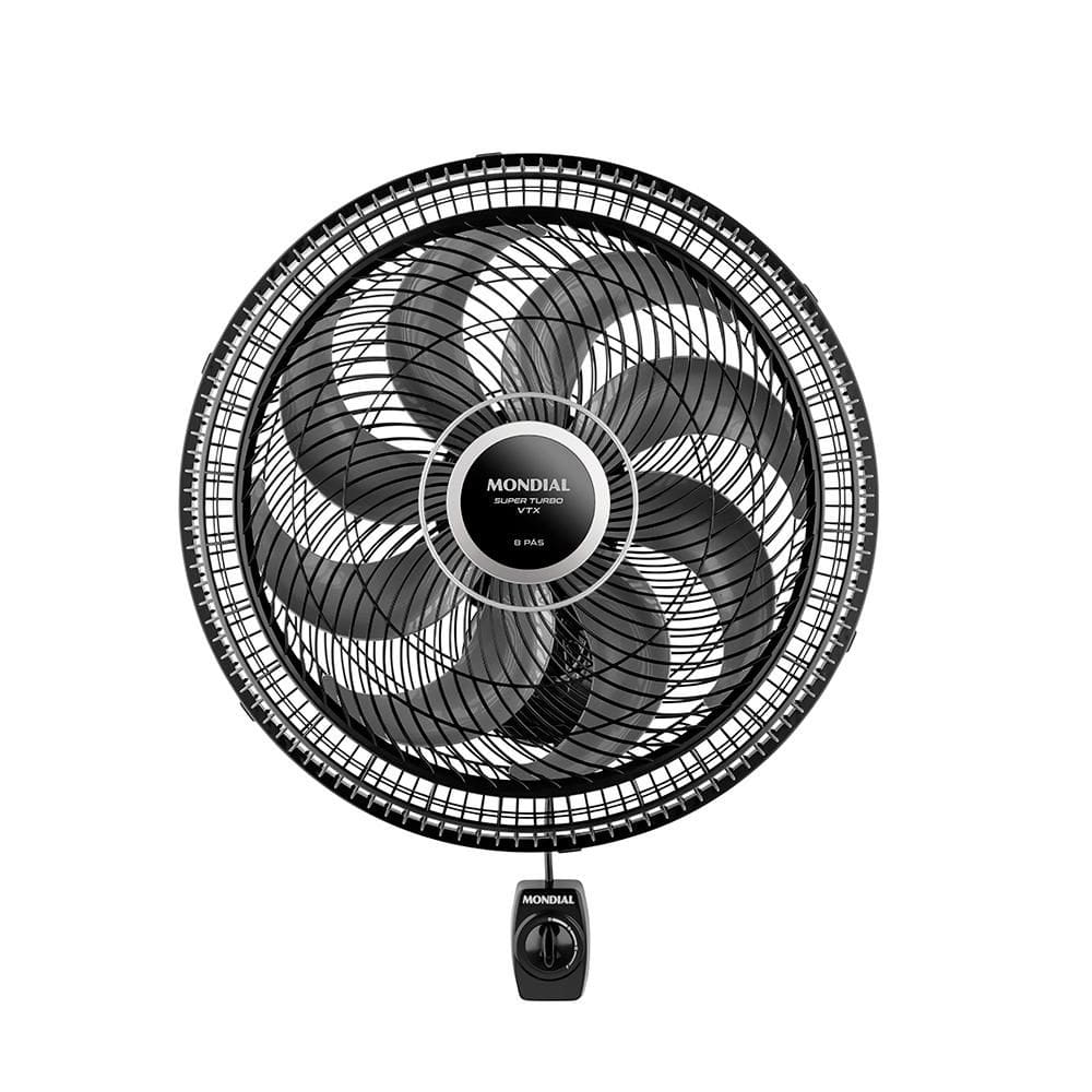 Ventilador de Parede Mondial Super Turbo 40cm 8 Pás 140W 220V Preto/Prata - VTX-40P-8P