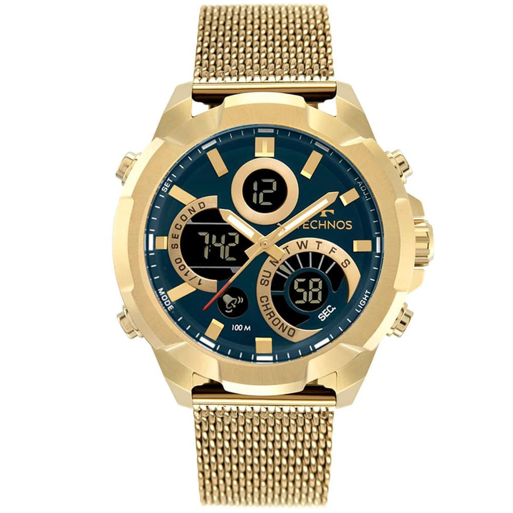 Relógio TECHNOS masculino Digitech dourado W23721AAE/1A