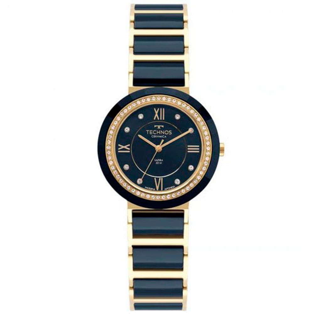 Relógio TECHNOS feminino Ceramic Saphire dourado 2036MRP/1A