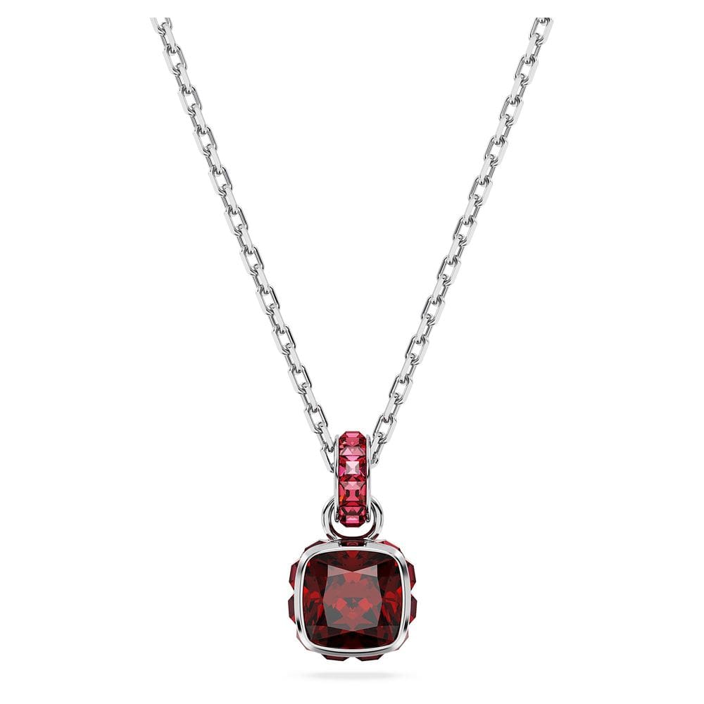 Colar Swarovski January Birthstone com pedra vermelha e cristais