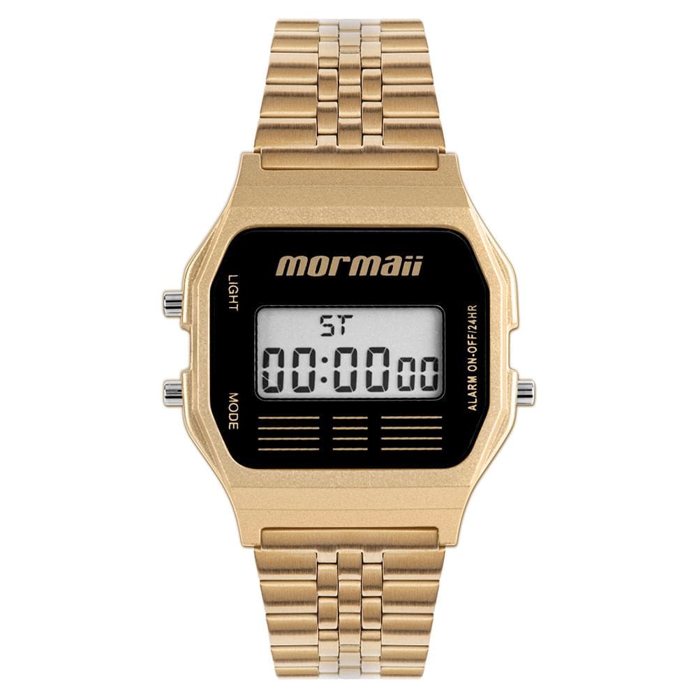 Relógio MORMAII feminino digital dourado preto MOBJ3808A/7P