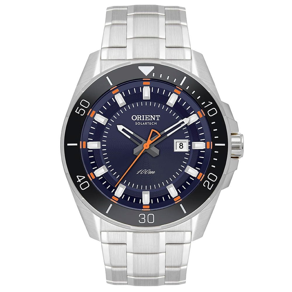 Relógio ORIENT masculino solartech prata MBSS1498 D1SX