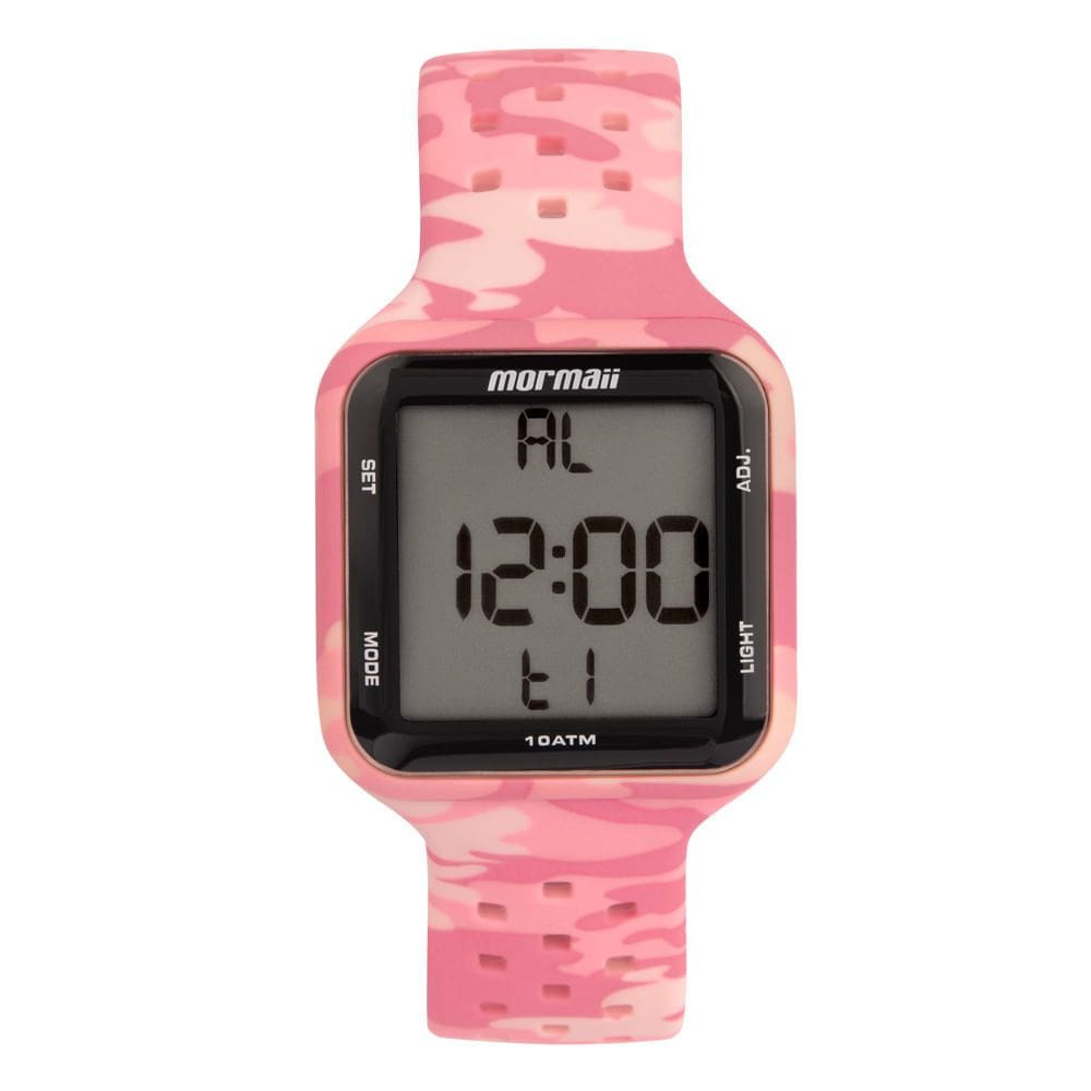 Relógio MORMAII feminino digital rosa camuflado MO6600A/8T