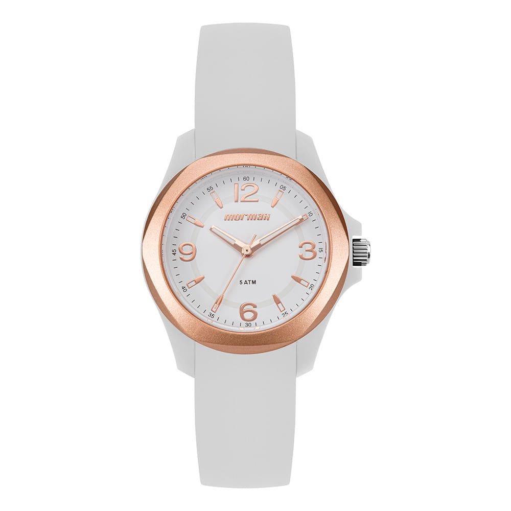 Relógio MORMAII feminino analógico branco rosê MO2036JJ/8B