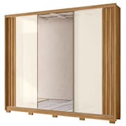 Guarda Roupa Casal Arizona 3 Portas Freijó Off White com Espelho - Moval