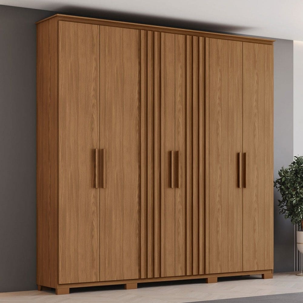 Guarda-Roupa Casal ávila Soft 6 Portas 4 Gavetas Ripado Natural - Henn