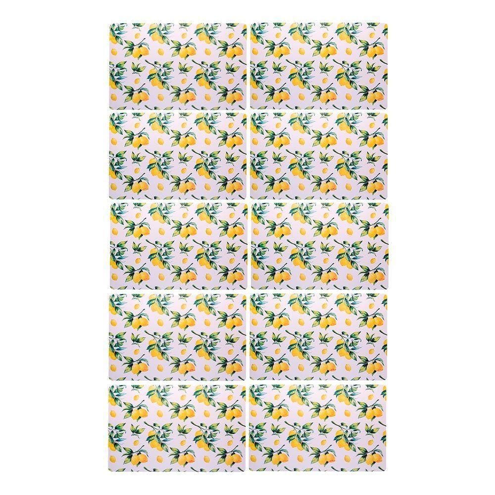 Jogo 10 Lugar Americano Retangular Mesa Limão Siciliano Plástico 43x28cm Lyor