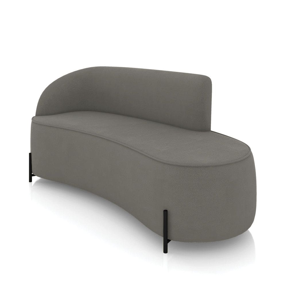 Sofá 3 Lugares Orgânico 180cm Pé Ferro Preto Morgan Suede Grafite D03 - D`Rossi