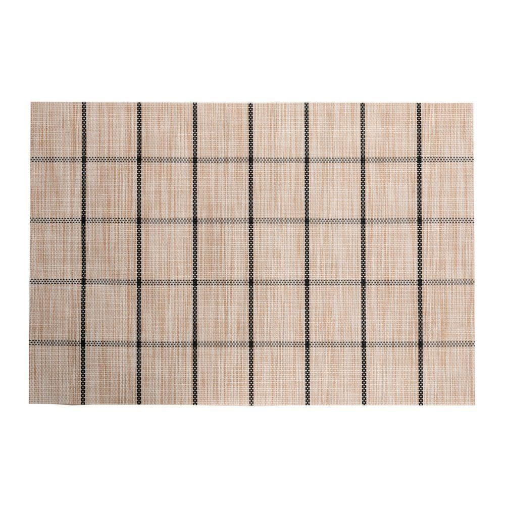 Jogo 4 Lugar Americano Retangular Mesa Pvc Grid Branco Preto 45x30cm Lyor