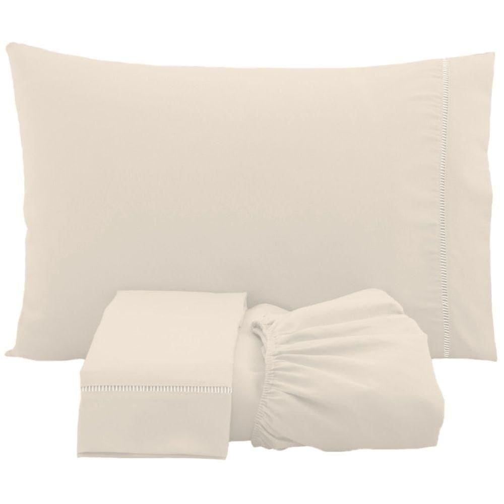 Jogo De Lençol Solteiro Percal 200 Fios 100% Algodão 3 Peças - Palha