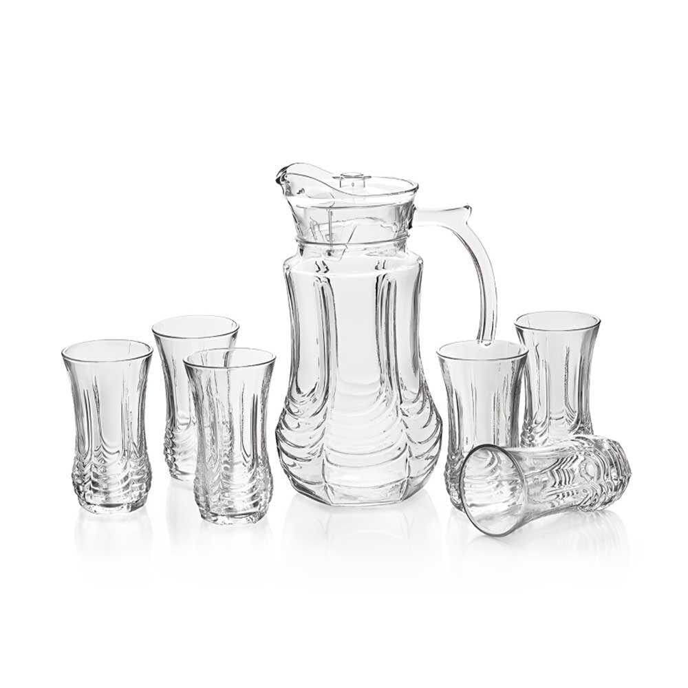 Conjunto Jarra De Vidro 1,8l E 6 Copos 250ml Emcasatem