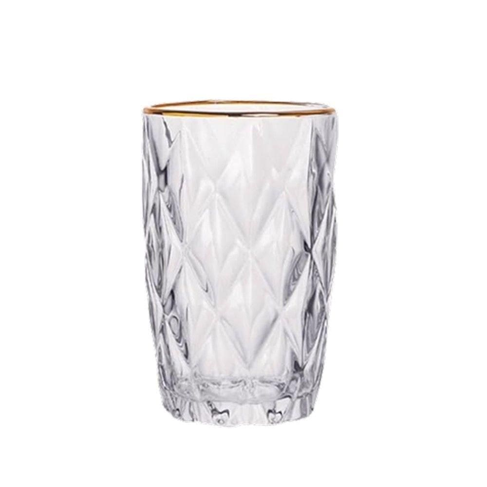 Copo Diamond Transparente Com Borda Dourada 400mlem Casa Tem