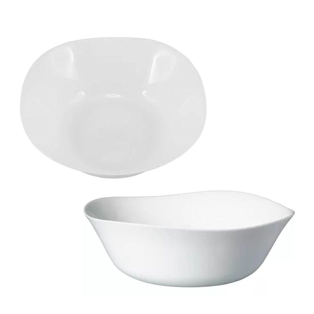 Jogo 6 Bowl De Vidro Opalino Branco Quadrado Tigela Sobremesa 15cm Em Casa Tem
