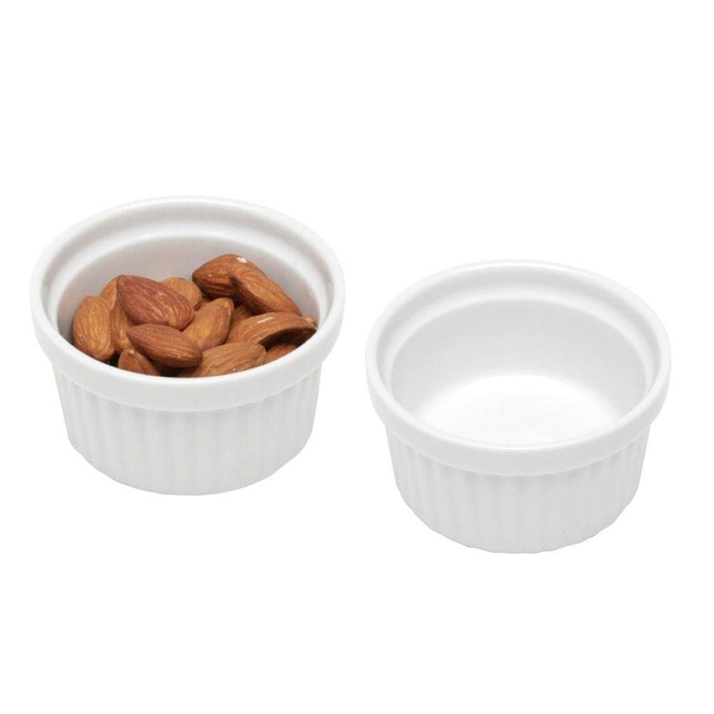 Kit 2 Ramequim Mini Bowl De Porcelana Molheira Clássico Canelado Branco Lyor 40ml