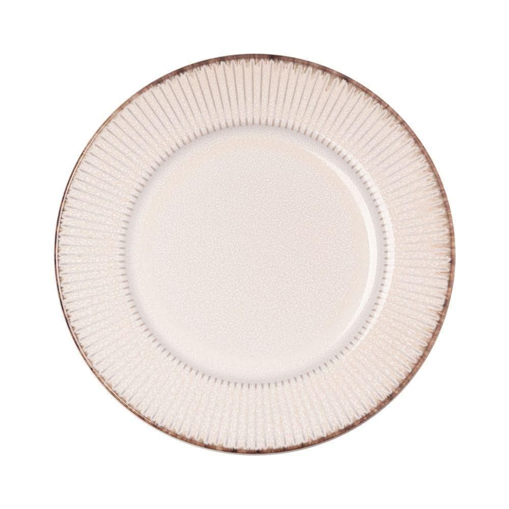 Prato Raso Em Cerâmica Linear Branco 27x27x2,5cm Lyor