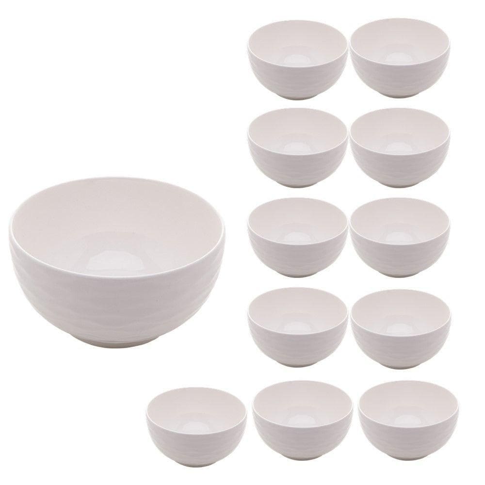 Jogo 12 Bowl De Porcelana Tigela Cumbuca Cor Branco New Bone Lagos Lyor 11,5cm