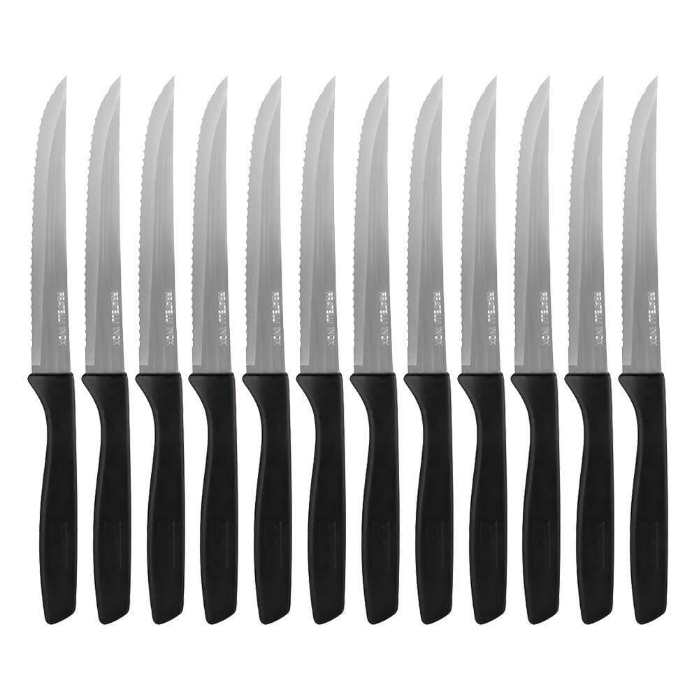Jogo 12 Facas De Churrasco Mesa New Caprese Preto Fratelli Inox