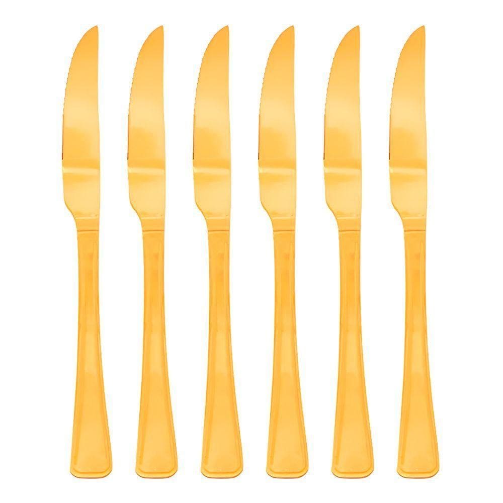 Jogo 6 Facas Dourada De Churrasco Jantar Victoria Gold Inox Fratelli