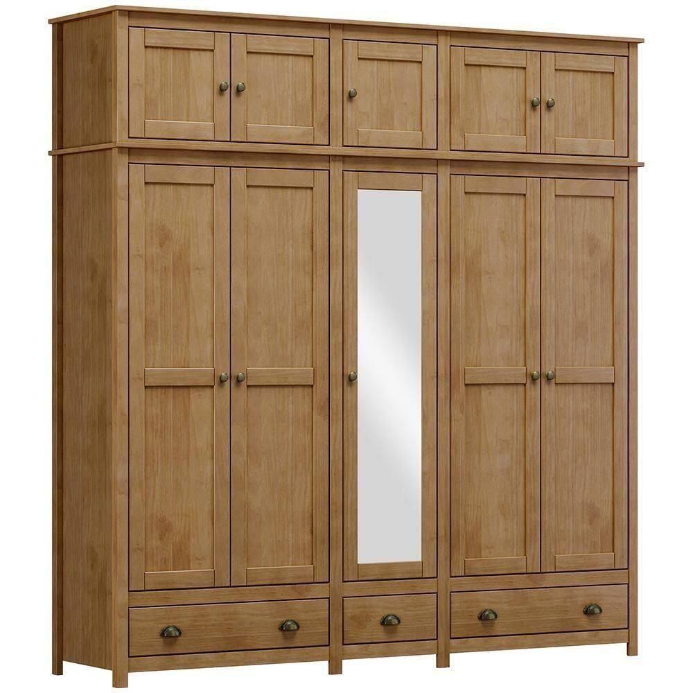 Guarda Roupa 10p 3g Espelho Madeira Maciça 220 Cm 9139 Freijo Milani Store