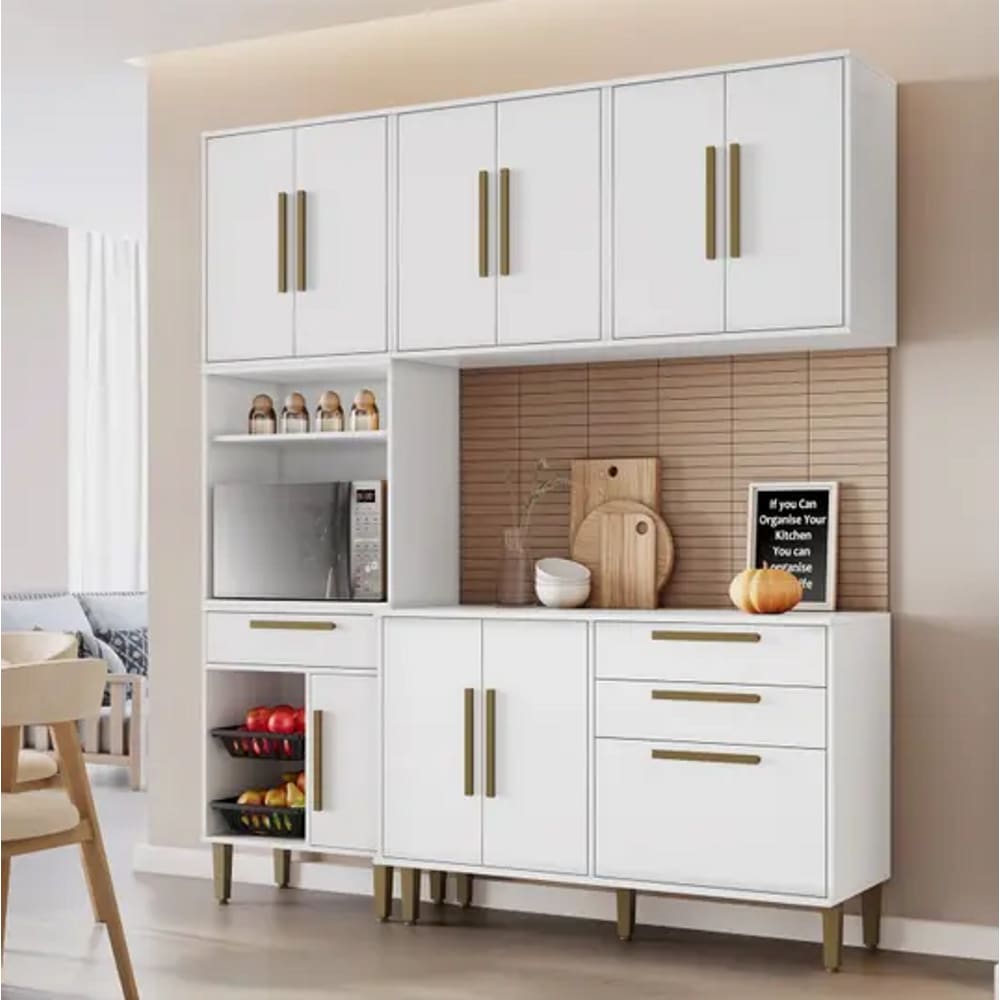 Cozinha Completa 10 Portas 2 Gavetas Com Fruteira Lorena Kaiki Móveis - Branco