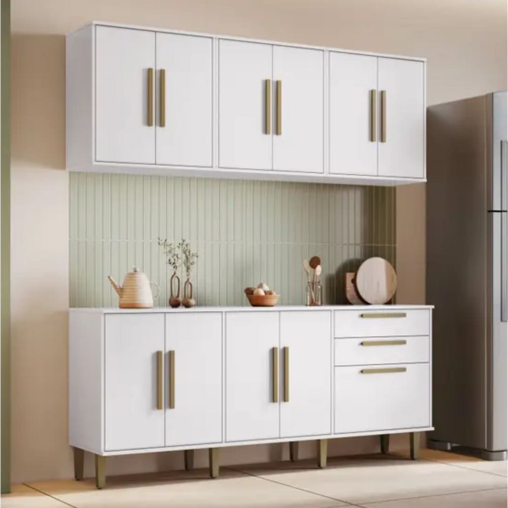 Cozinha Completa 11 Portas 2 Gavetas Lorena kaiki Móveis - Branco