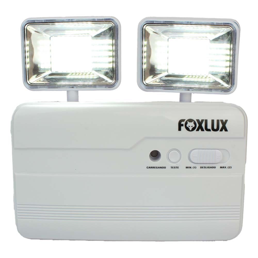 Luminária de Emergência Led 8w 6500k 2 Faróis Foxlux