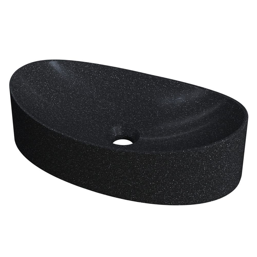 Cuba Pia Para Banheiro Oval Canoa 46cm Tânia C08 Preto Granit - Mpozenato