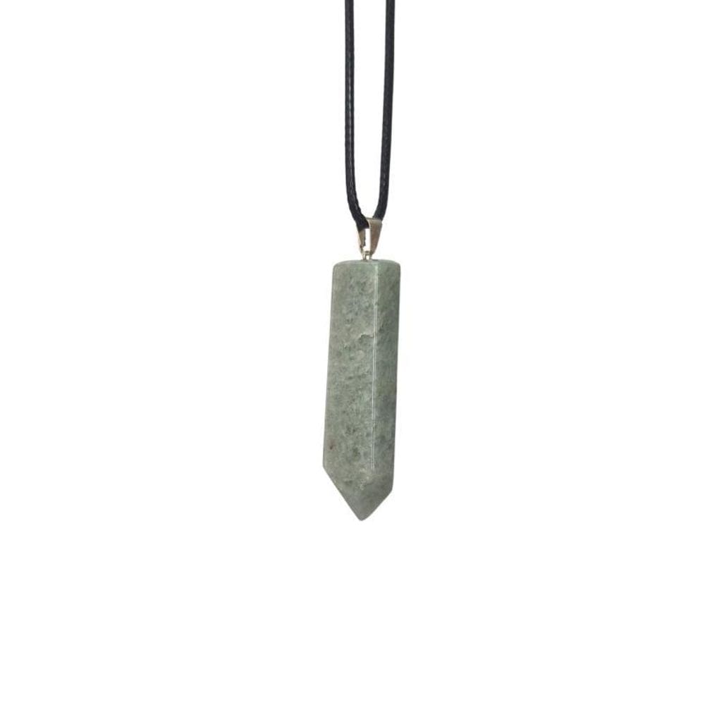 Colar Cordão Pingente De Pedra Ponta Quartzo Verde Natural