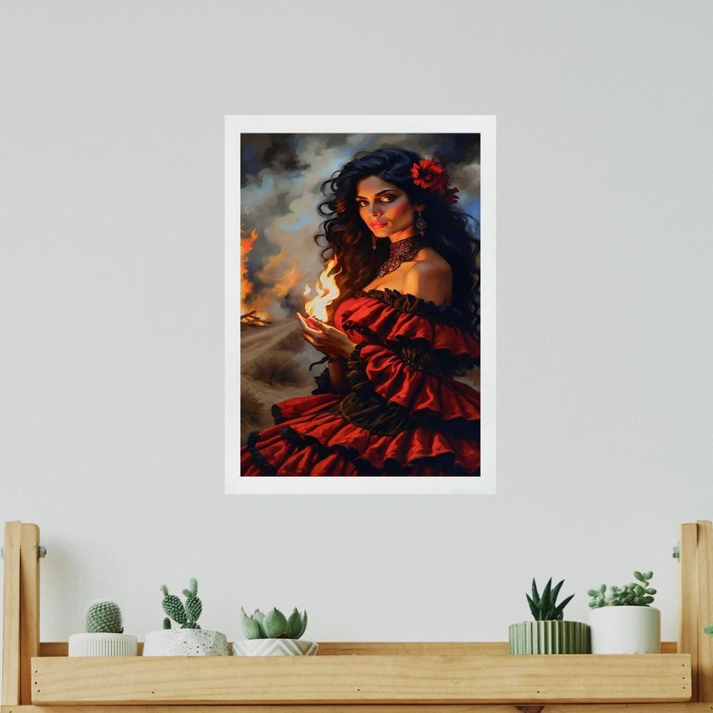 Quadro Mistico Cigana Do Fogo 33X24Cm - Com Vidro