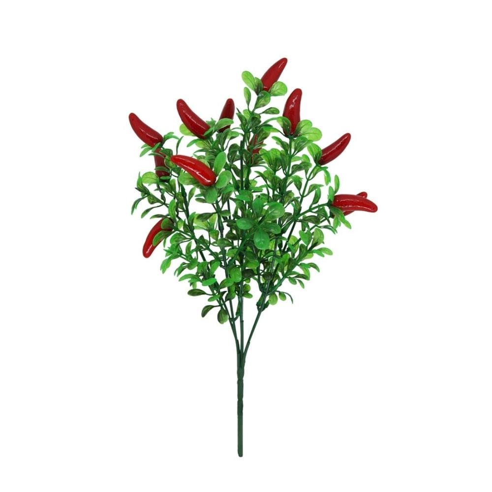 Buquê Pimenta Vermelha Artificial 35cm 6 Galhos 12 Pimentas - MC Flores