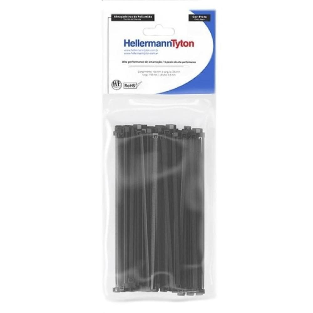 Abraçadeira Nylon Pt 4,6X390 T50L C/100U Hellermann