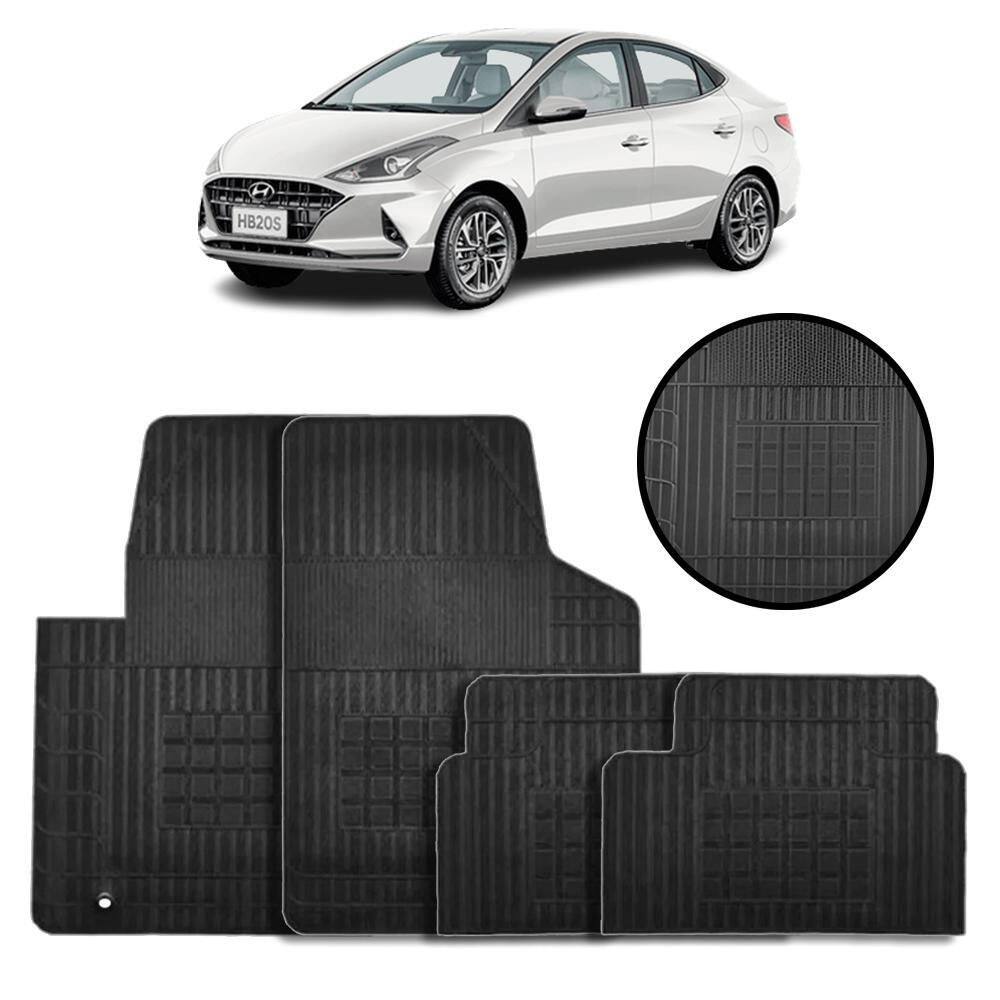 Jogo De Tapete Borracha Preto Hyundai Hb20 2012 A 2021 4 Pçs