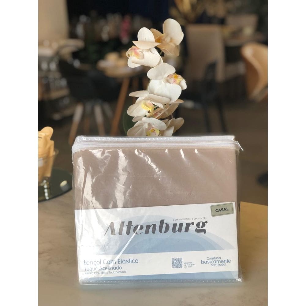 Lencol C/ Elastico Casal Toque Acetinado - Bege